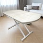 Hanah Home Mesa de Comedor Yan Yari Oval Extensible - Travertino y Blanco